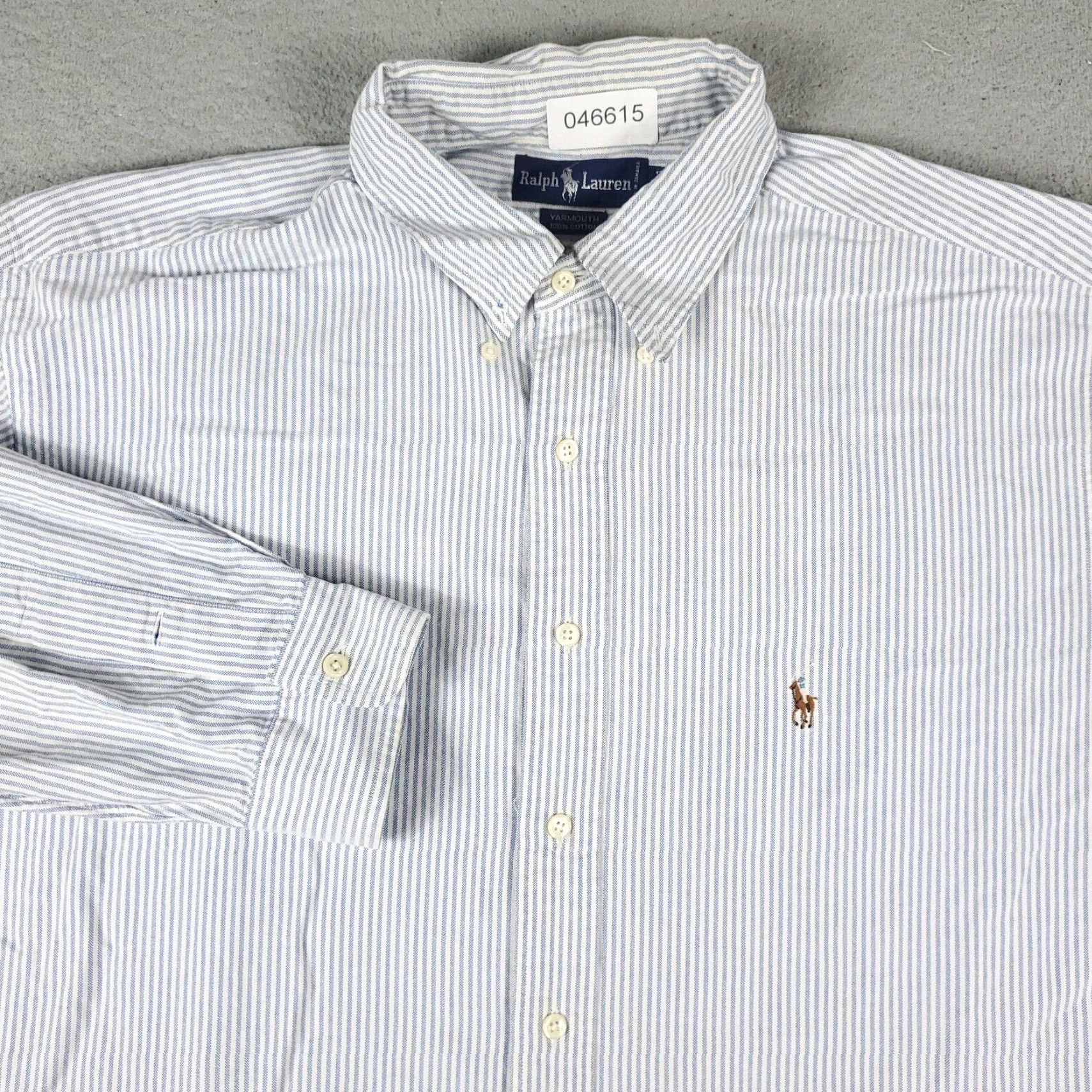 Ralph Lauren Ralph Lauren Dress Shirt Mens 17.5 Blue White Striped Long Sleeve Button-Down Classic Modern Size 46R - 2 Thumbnail