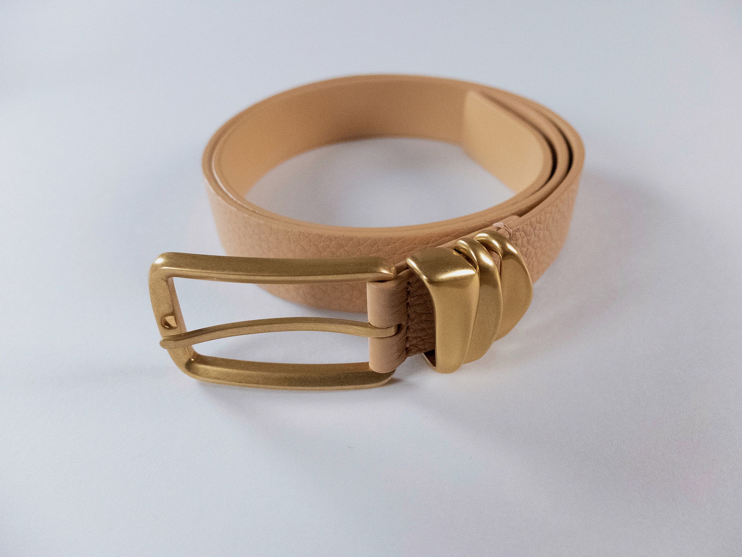 Bottega Veneta BOTTEGA VENETA almond beige leather belt with gold buckle 75 Size ONE SIZE - 1 Thumbnail