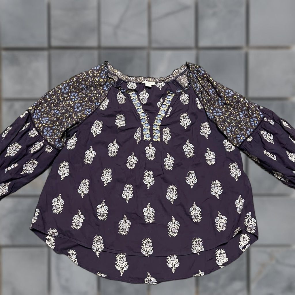Vintage Sundance Shirt Women PS P Embroidered Lost in Time Top Eclipse Myriad Balloon Blouse Blue Size S / US 4 / IT 40 - 1 Thumbnail
