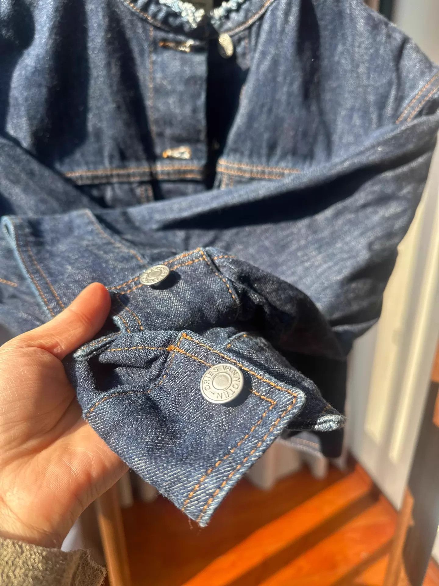Dries Van Noten DVN Denim Cropped Jacket 34 Wide Cuffs Back Cinched Size XXS / US 00 / IT 34 - 7 Thumbnail