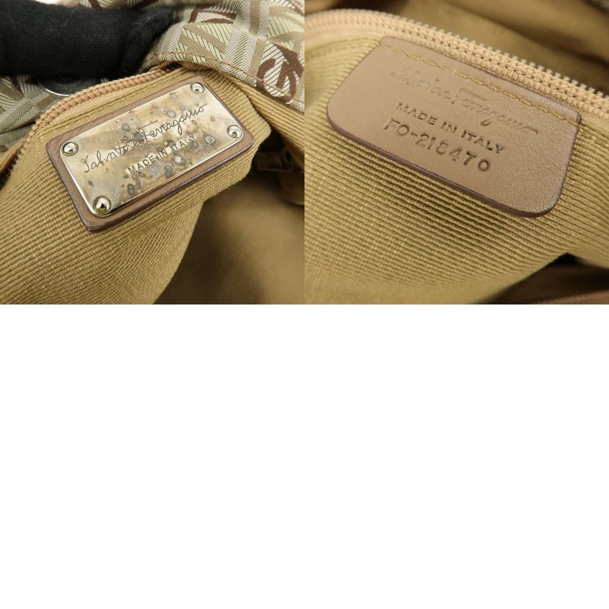 Salvatore Ferragamo Ferragamo Logo Canvas Shoulder Bag Beige Size ONE SIZE - 7 Thumbnail