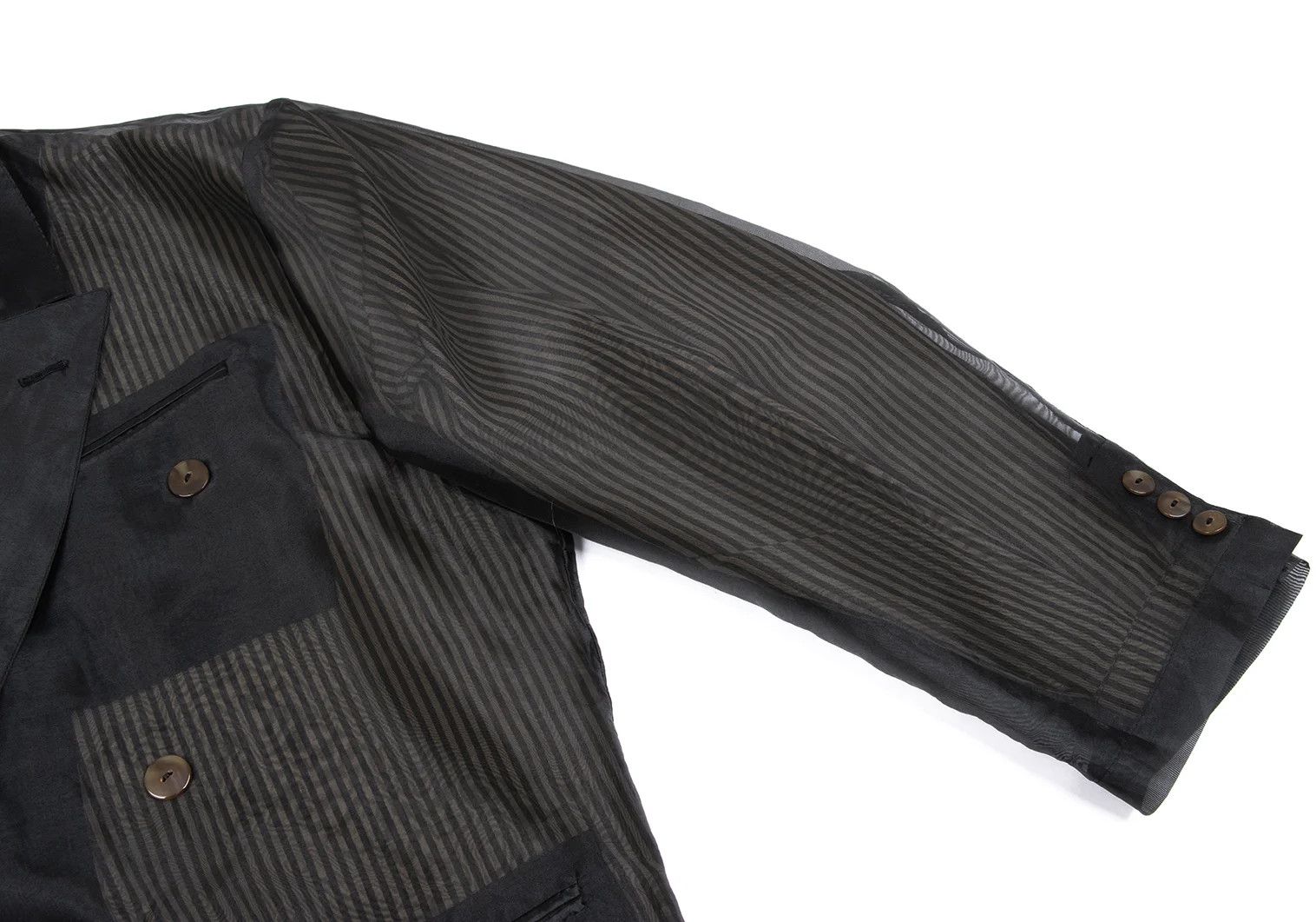 Jean Paul Gaultier Sheer Layered Stripe Jacket in Black and Beige, Size M Size US M / EU 48-50 / 2 - 6 Thumbnail