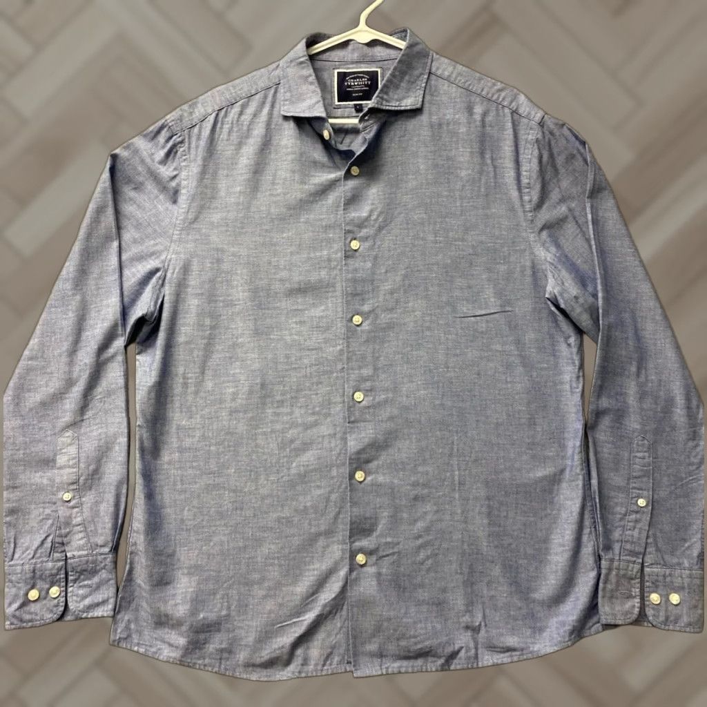 Charles Tyrwhitt Charles Tyrwhitt Casual Shirt Mens Size L Blue Slim Fit Long Sleeve Button-Up Woven Classic Size US L / EU 52-54 / 3 - 1 Thumbnail