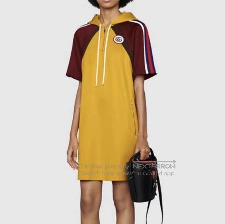 Gucci Gucci Yellow side stripe logo embroidery cotton hooded dra Size S / US 4 / IT 40 - 7 Thumbnail