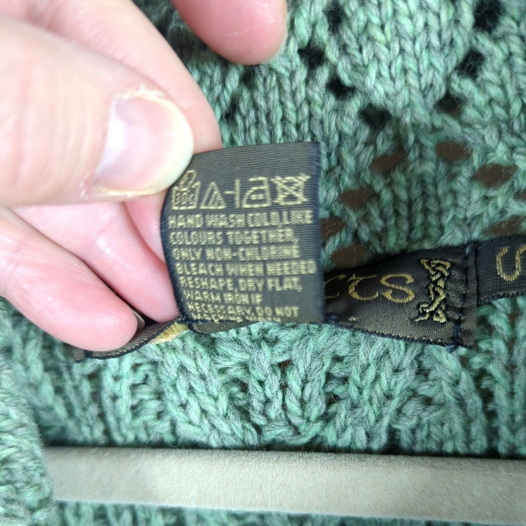Vintage Inis Crafts Sweater Womens S Cable-Knit Merino Wool Full Zip Green Size S / US 4 / IT 40 - 6 Thumbnail