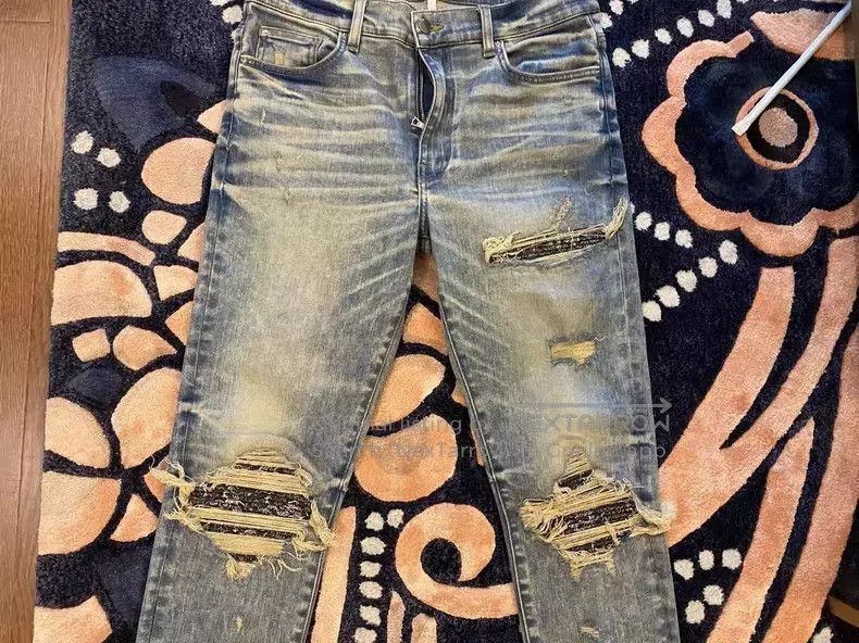 Amiri Amiri Classic Seasonal Cashew Flower Patched Jeans Size 33 Size US 33 - 3 Thumbnail