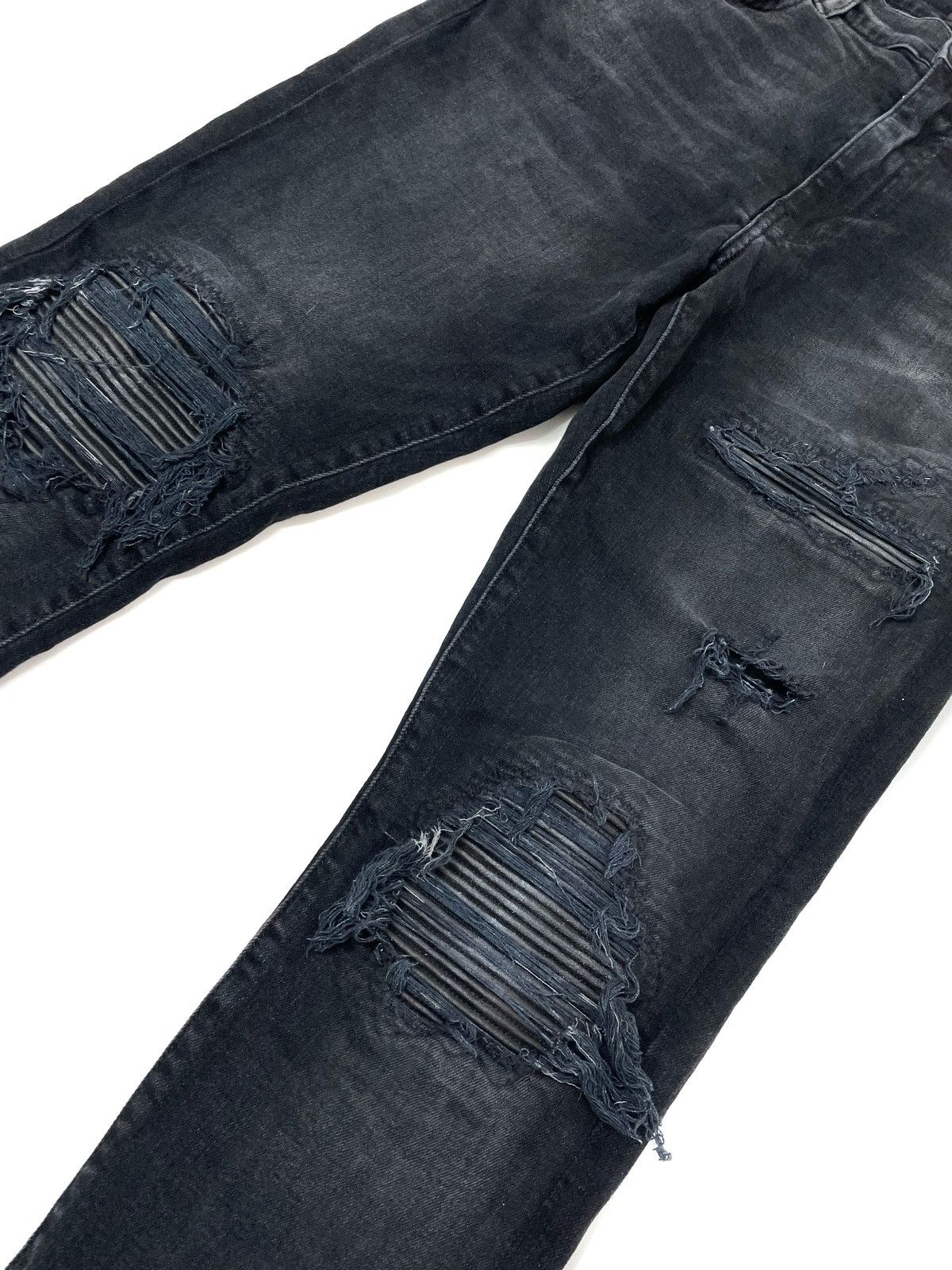 Amiri AMIRI MX1 Leather Patch Distressed Jeans – Size 32 Size US 32 / EU 48 - 2 Thumbnail