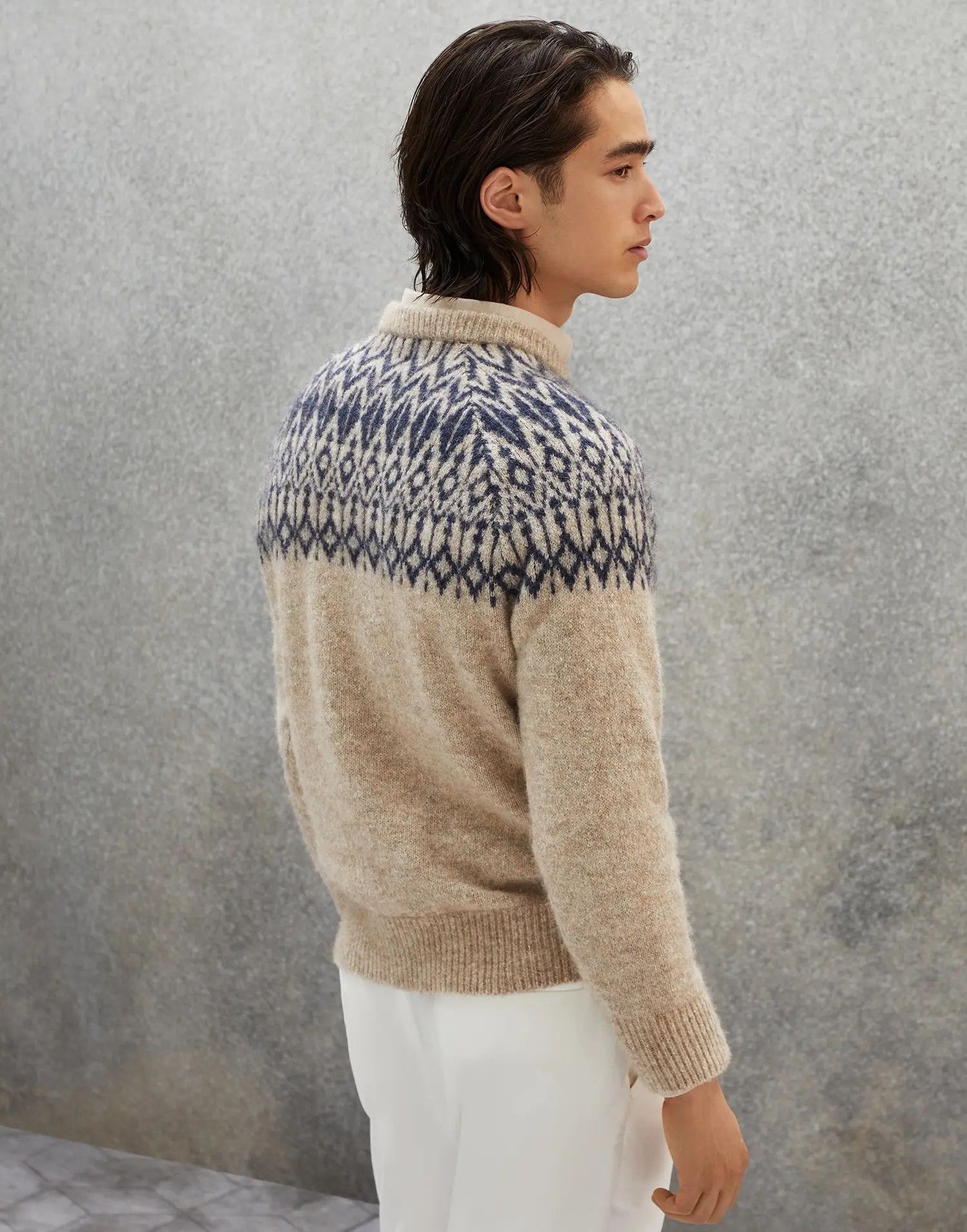 Brunello Cucinelli o1w1db10225 Sweater in Light Beige/Blue Size US L / EU 52-54 / 3 - 3 Thumbnail