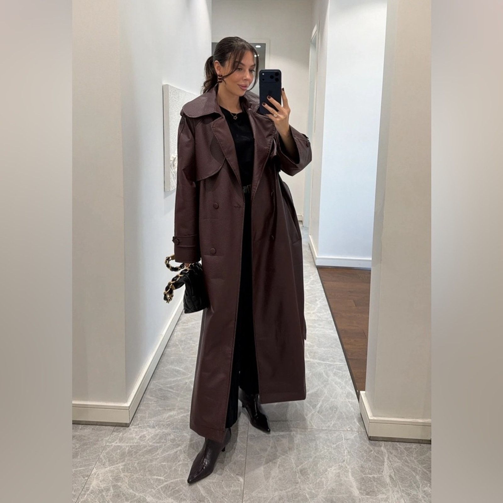 Other Elegant Burgundy Women's Trench Coat Size ONE SIZE - 3 Thumbnail