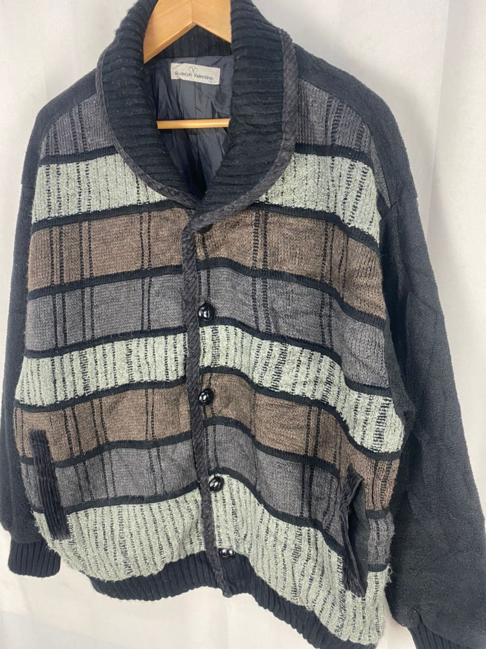 Japanese Brand Rudolph Valentino knit bombers button up jacket Size US L / EU 52-54 / 3 - 4 Thumbnail