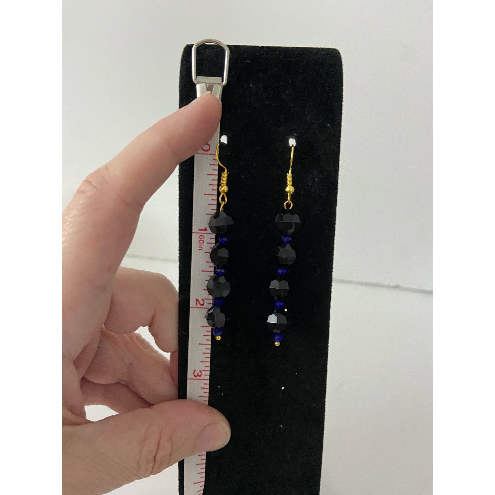 Handmade black and blue bead earrings Size ONE SIZE - 4 Thumbnail