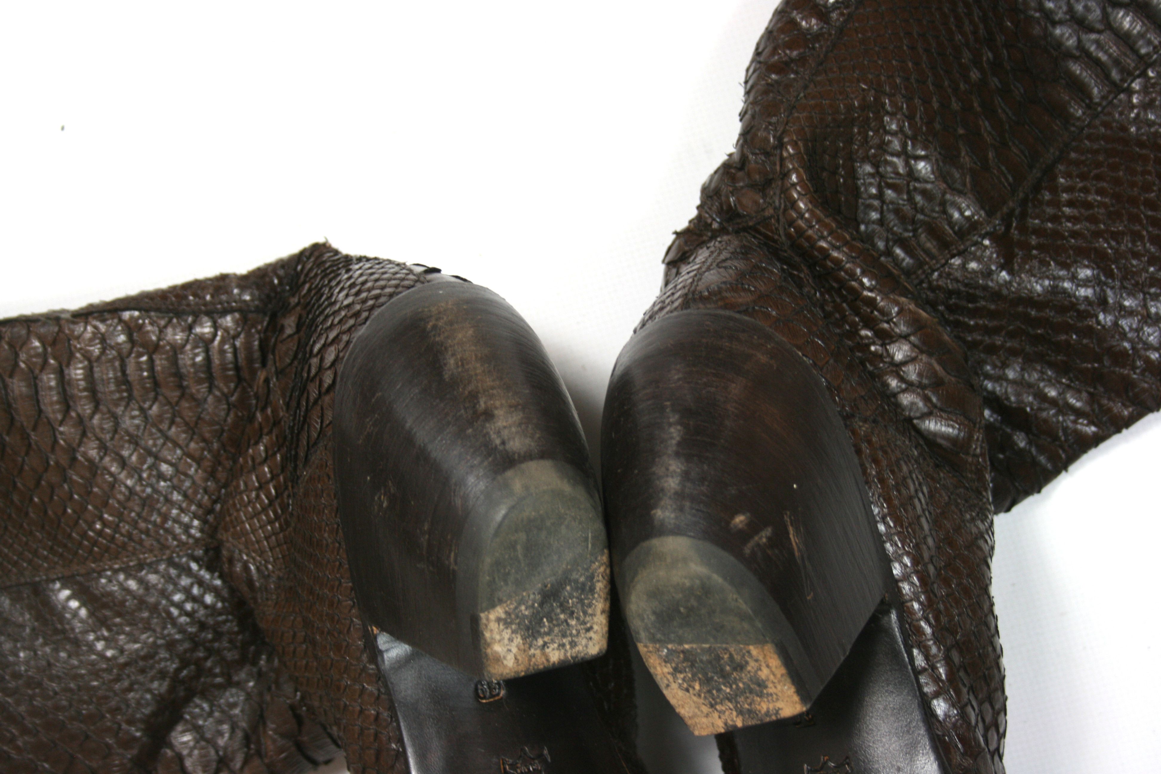 Gianni Barbato Cowboy Python Leather High Boots Size US 9 / IT 39 - 10 Thumbnail
