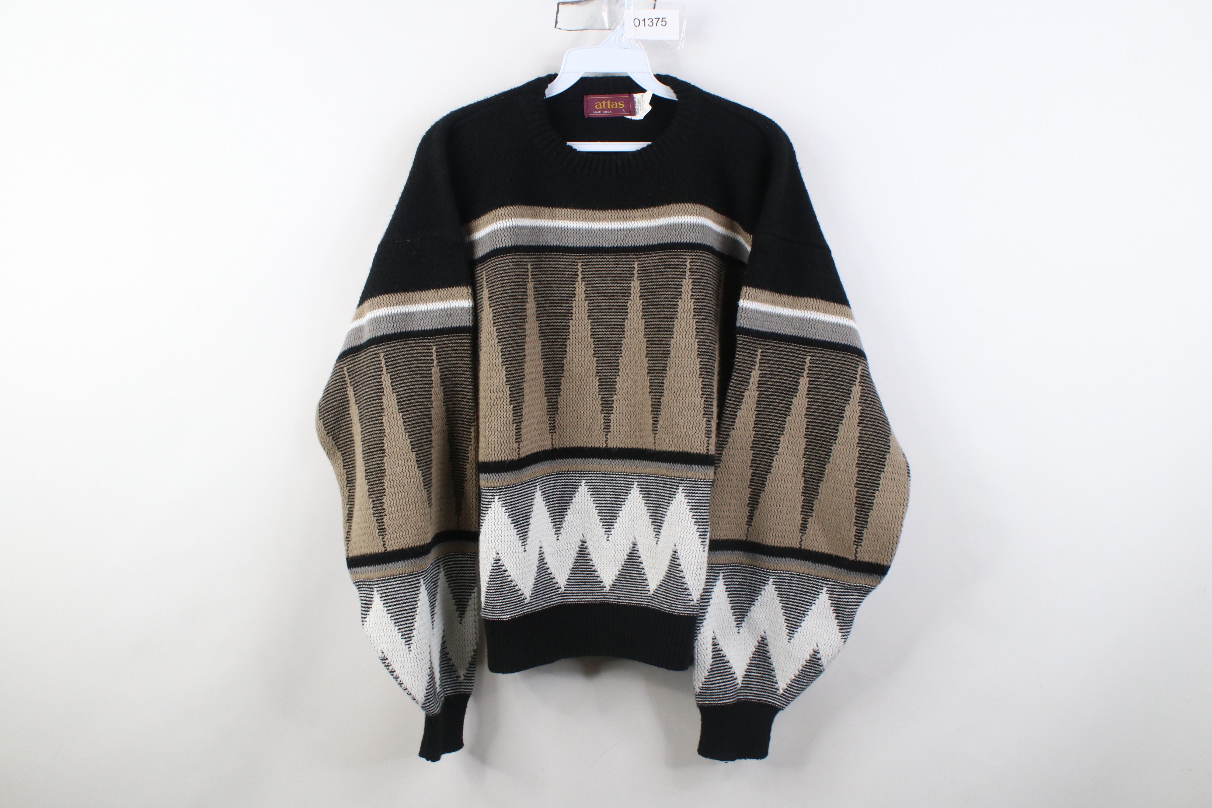 Vintage Vintage 90s Streetwear Geometric Zig Zag Knit Sweater USA Size L / US 10 / IT 46 - 1 Thumbnail