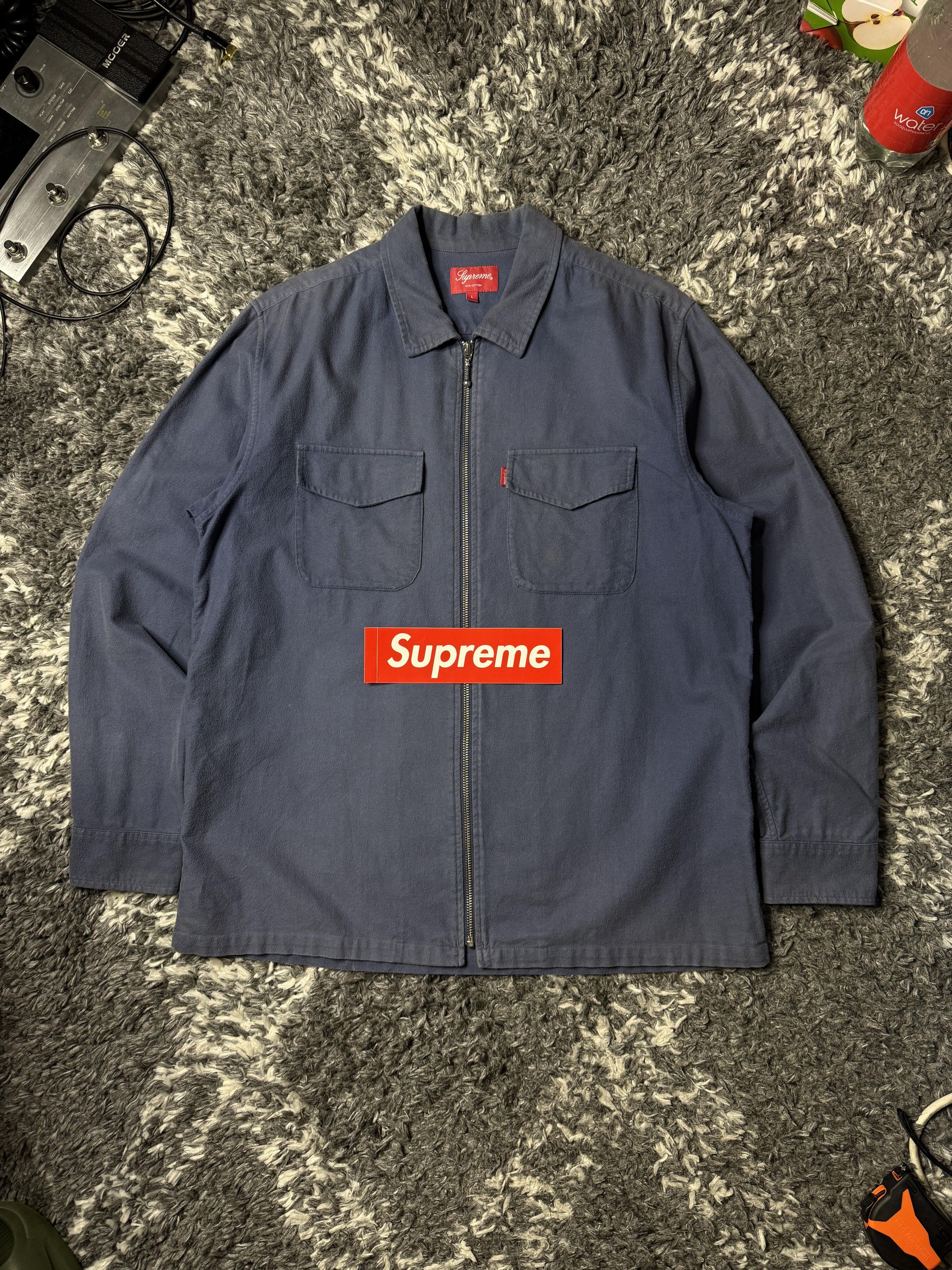 Supreme Supreme FW24 Boucle Zip Up Shirt Blue L | Grailed
