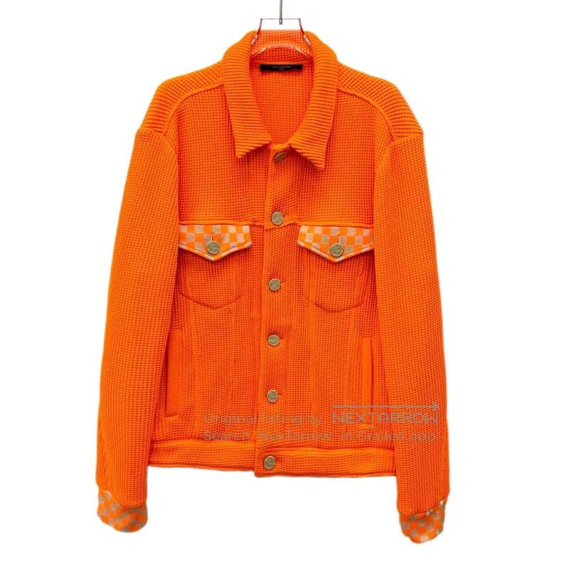 Louis Vuitton Orange checkerboard panel lapel single-breas