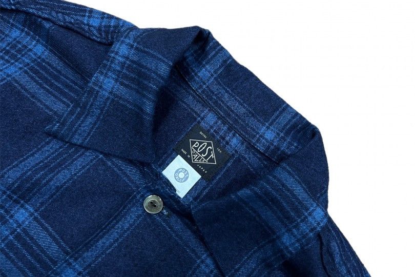 Post Overalls New Shirt - indigo check Size US M / EU 48-50 / 2 - 2 Thumbnail
