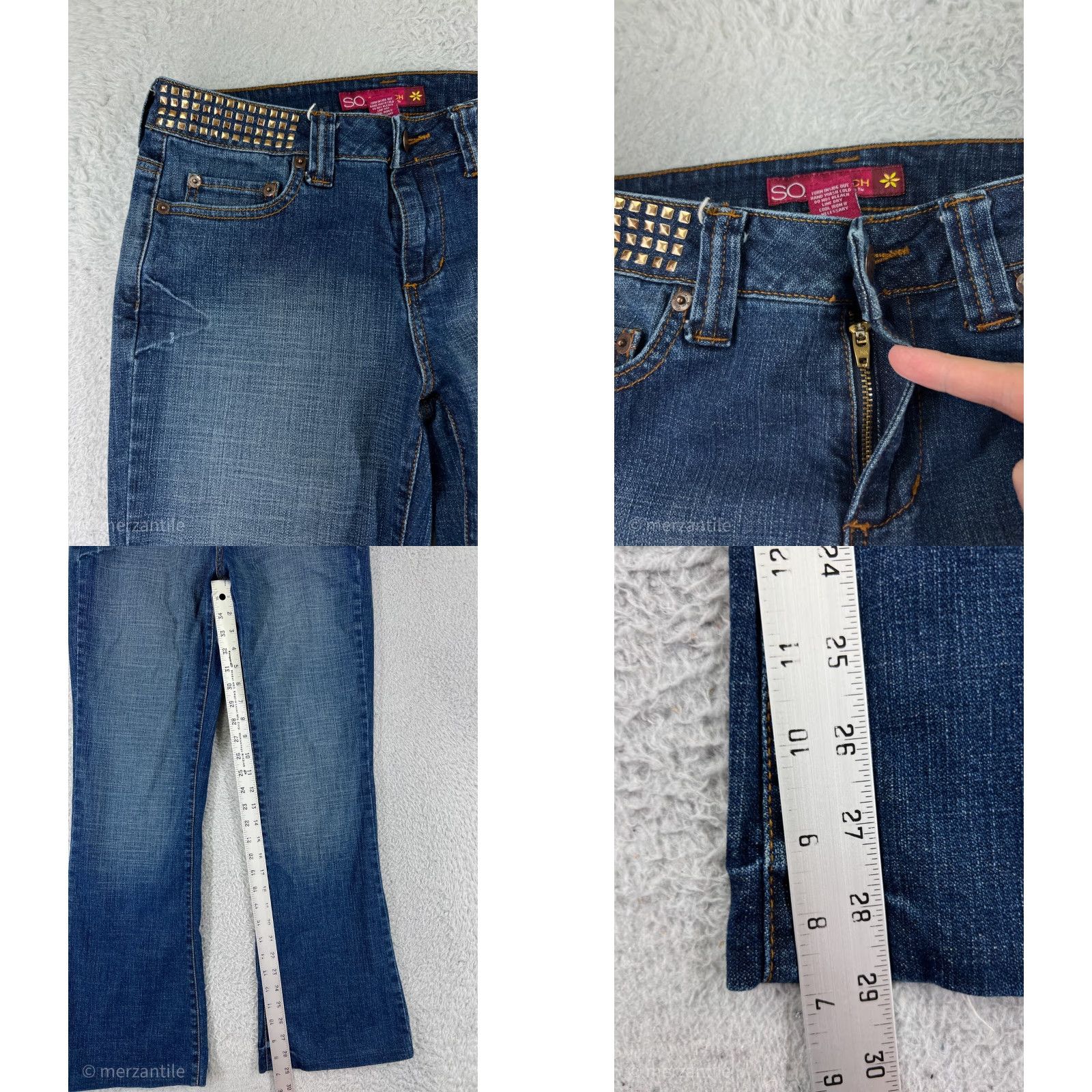 Denime SO Jeans Women 5 Bootcut Jeans Mid Rise Blue Denim Cotton Embroidered Studded 5-Pocket Regular Stretch Women's Cowboy Southwestern Classic Size 27" / US 4 / IT 40 - 8 Thumbnail
