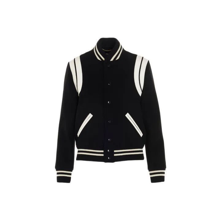 Saint Laurent Paris Saint Laurent Black SS22 Teddy Varsity Jacket -2507 Size S / US 4 / IT 40 - 7 Thumbnail