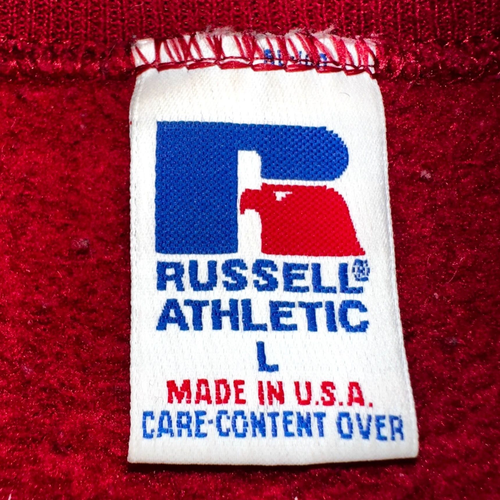 Russell Athletic VINTAGE Russell Athletic Sweatshirt 90s Crewneck Red L Mens - Logo, Solid, Graphic Print, All Seasons Size US L / EU 52-54 / 3 - 2 Thumbnail