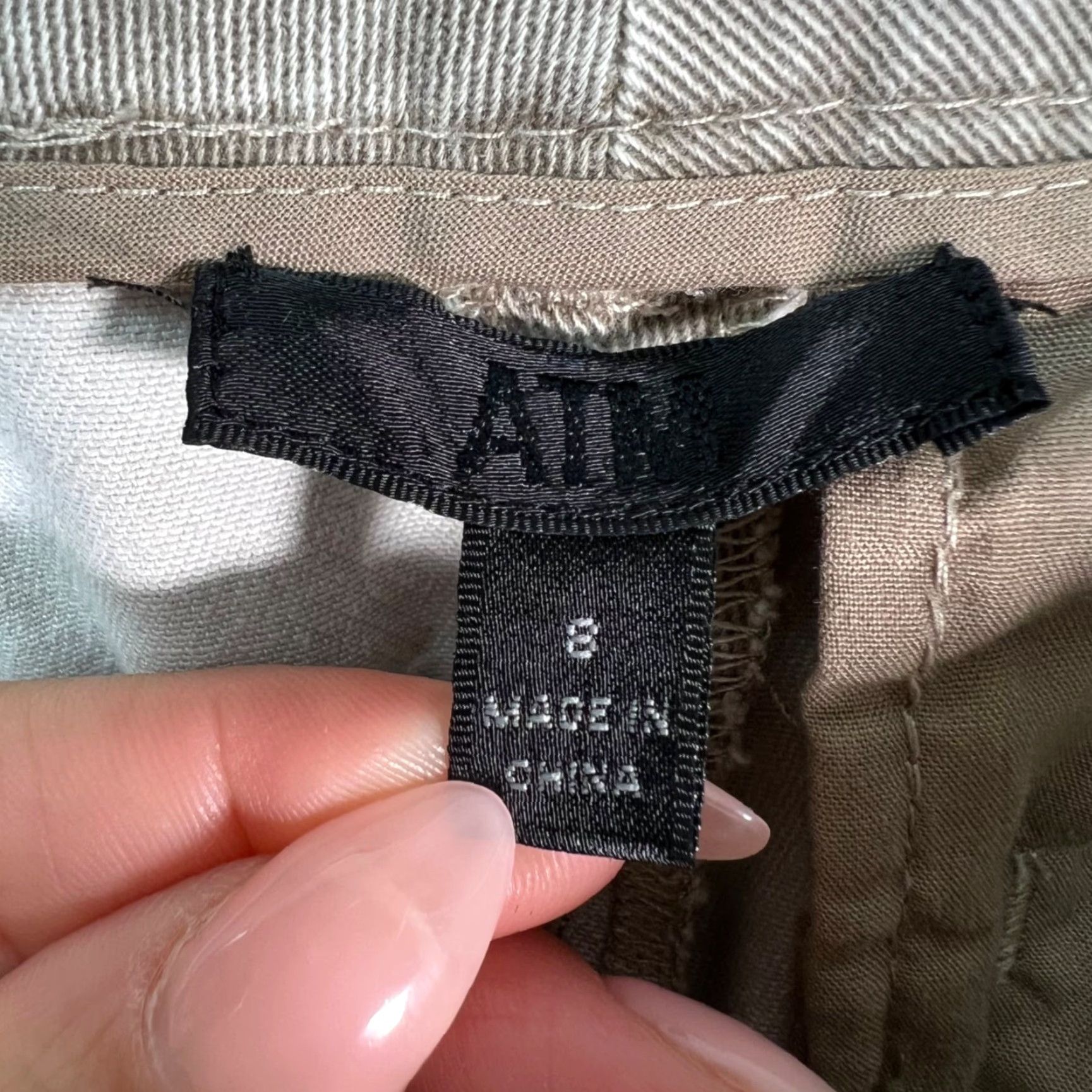 Vintage ATM Womens Cropped Beige Pants Cotton Blend High Rise Wide-Leg 8 Cropped Casual Jeans Flat Front Pockets N/A Size 30" / US 8 / IT 44 - 3 Thumbnail