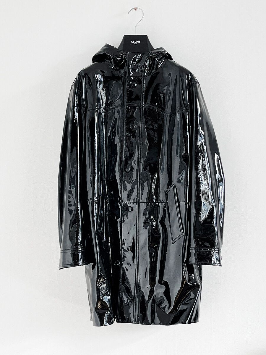 image of Celine x Hedi Slimane Patent Lamb Leather Parka in Black, Men's (Size Small)