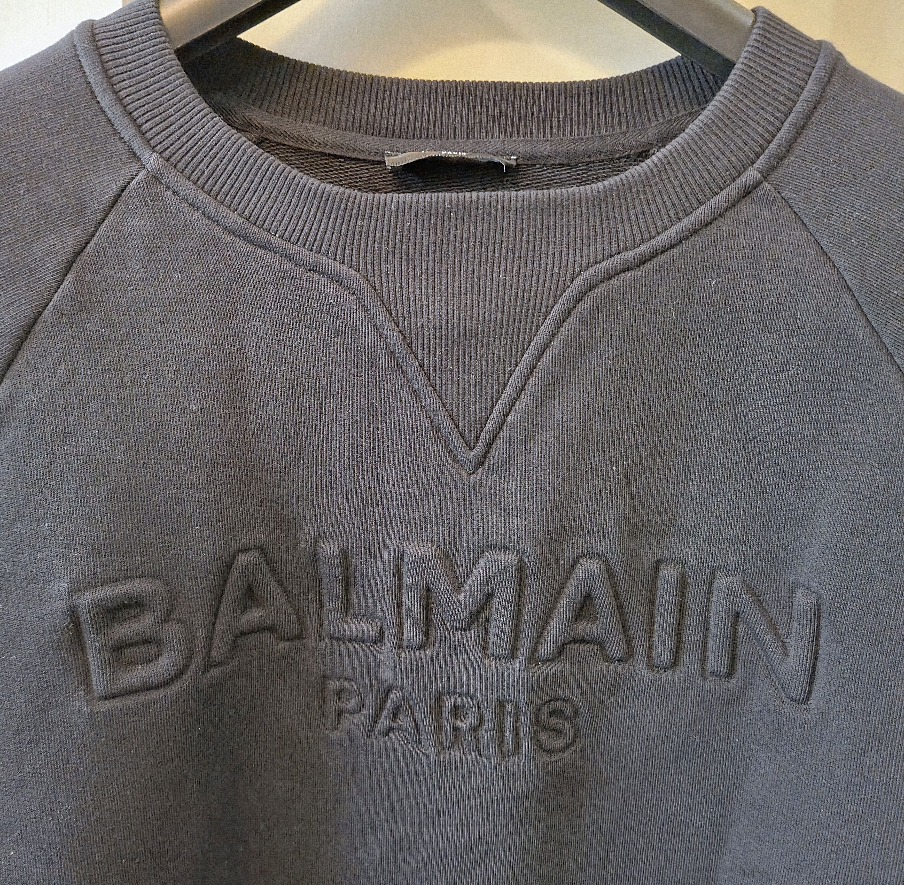 Balmain Balmain Logo Men's Black Cotton Pullover Sweater Size L Size US L / EU 52-54 / 3 - 2 Thumbnail