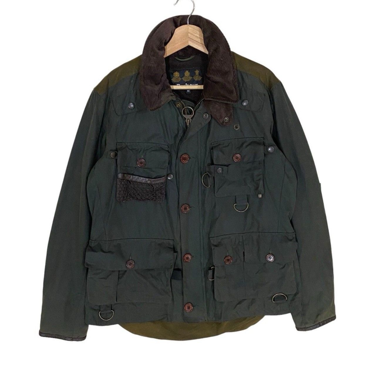 image of Barbour Tokito “Spey Fishing” Waxed Utility Jacket in Green, Men's (Size Medium)