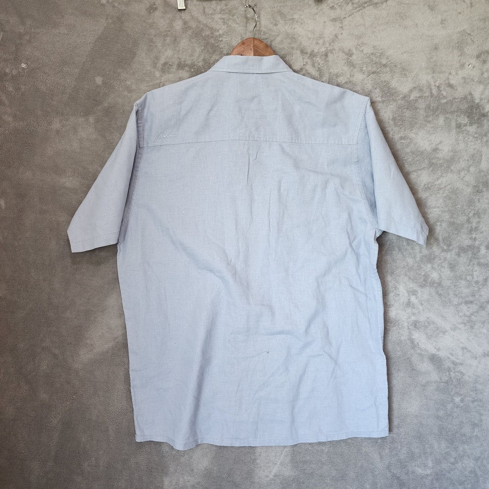 Karl Kani Kani Jeans Co. Blue SS Button-Up Shirt M Linen/Cotton Blend Size US M / EU 48-50 / 2 - 3 Thumbnail