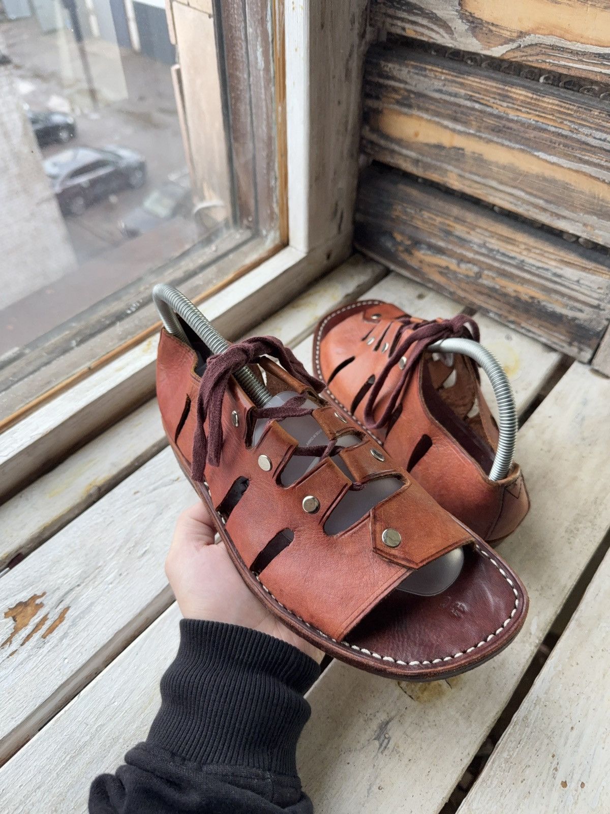 Japanese Brand 90s Sie Wie Bie Bali Handmade Leather Sandals Brown Vintage Size US 10 / EU 43 - 4 Thumbnail