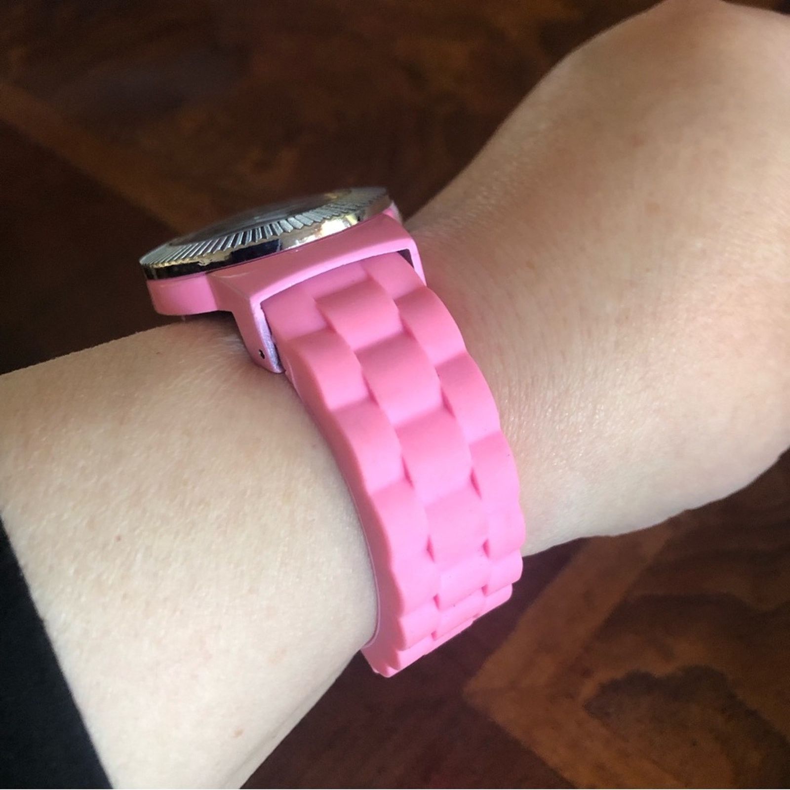 Geneva Ladies Geneva bubblegum pink soft silicone cuff watch Size ONE SIZE - 3 Thumbnail