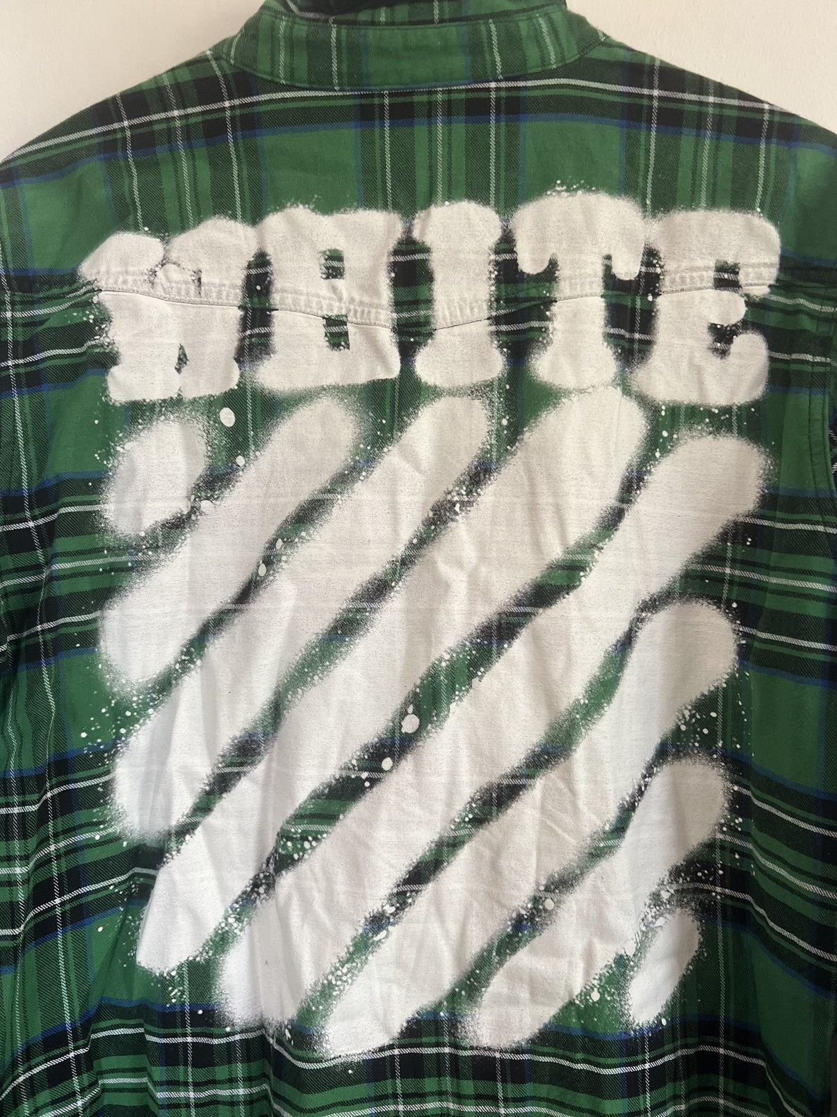 Off-White × Virgil Abloh OFF-WHITE C/O VIRGIL ABLOH GREEN PLAID SPRAY FLANNEL SIZE XL Size US XL / EU 56 / 4 - 4 Thumbnail