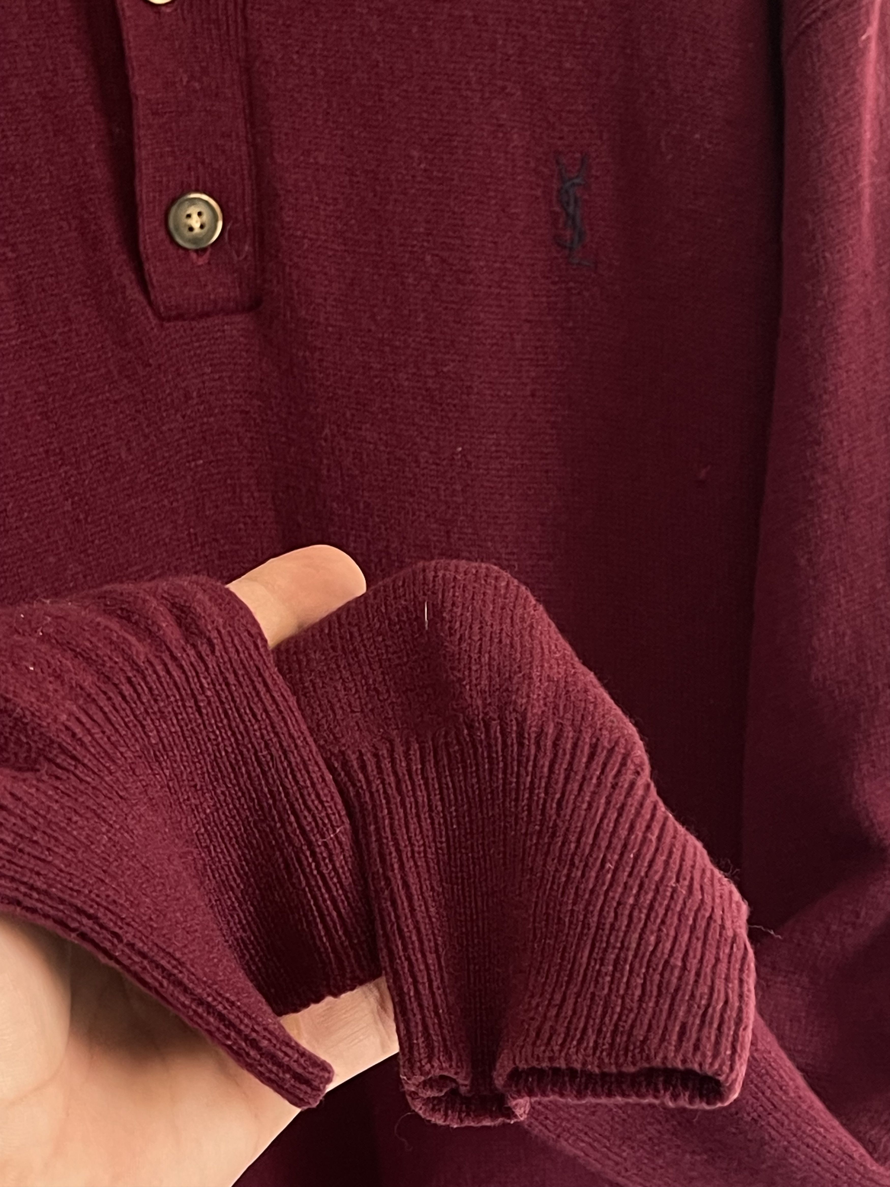 Yves Saint Laurent 🔥 burgundy sweater polo longsleeves wool jumper Size US M / EU 48-50 / 2 - 5 Thumbnail