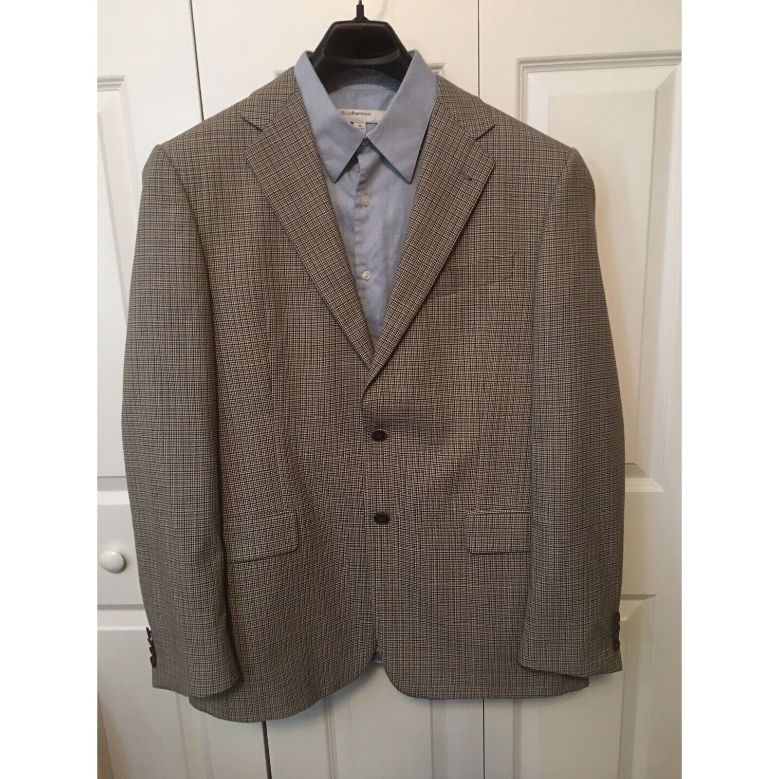 Joseph Abboud Joseph Abboud Men’s Sz 44 Plaid THIN STRIPPED BROWN BLACK Sp Size 44S - 1 Thumbnail