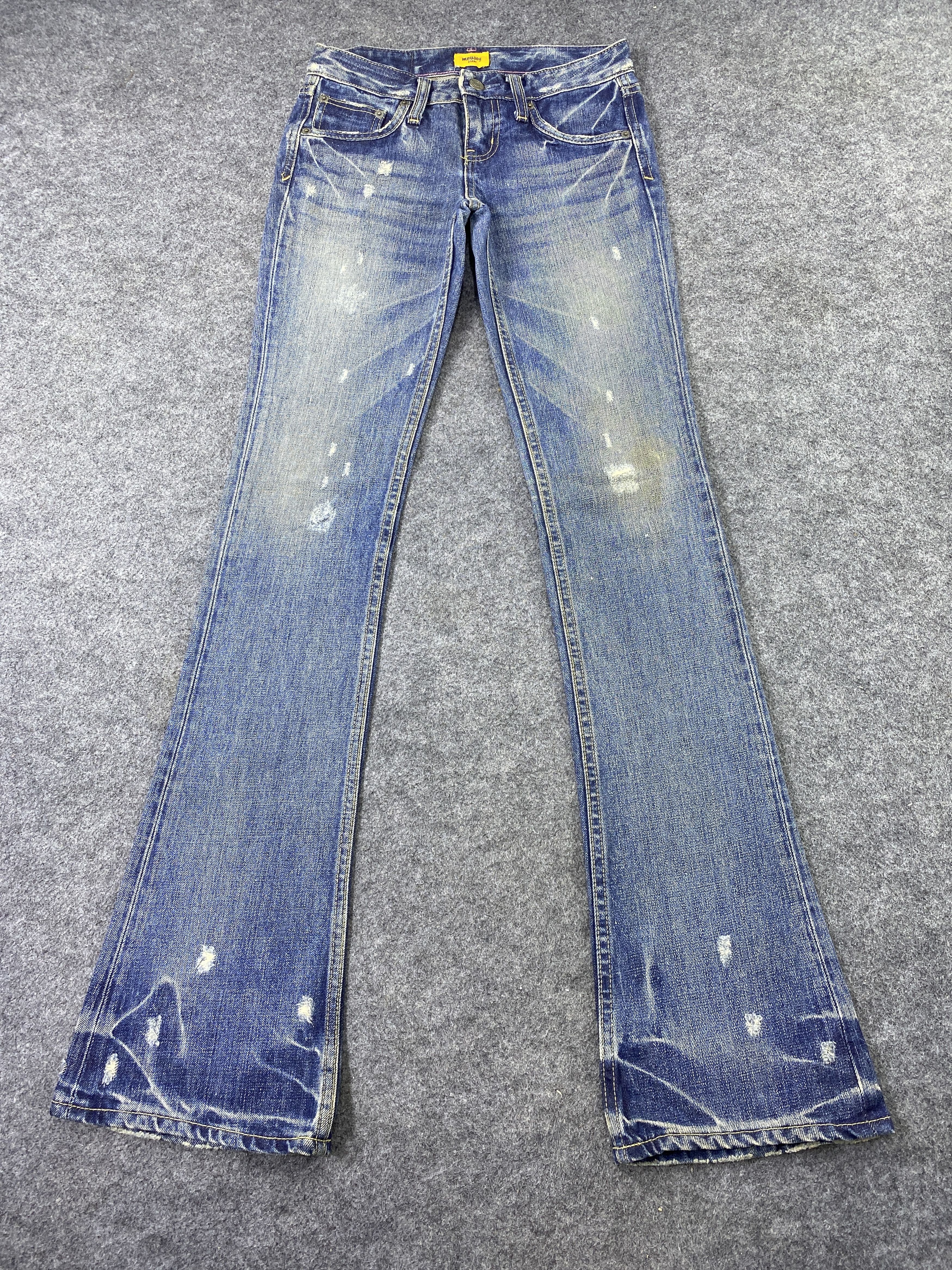 Japanese Brand Moussy Distressed Flare Blue Wash Jeans- J1106 Size 27" / US 4 / IT 40 - 2 Thumbnail