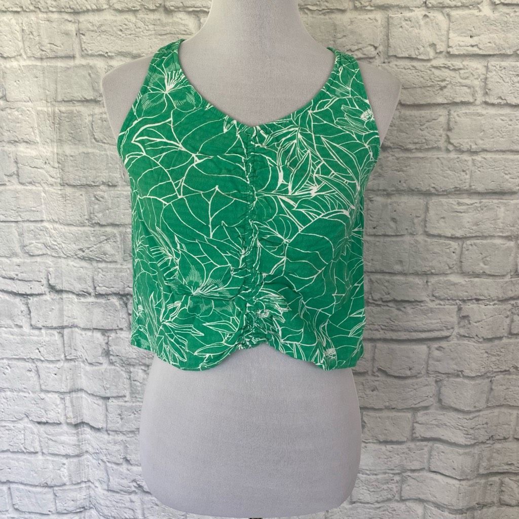Other ANA women XS ruched front tank crop top green and white desi Size XS / US 0-2 / IT 36-38 - 1 Thumbnail
