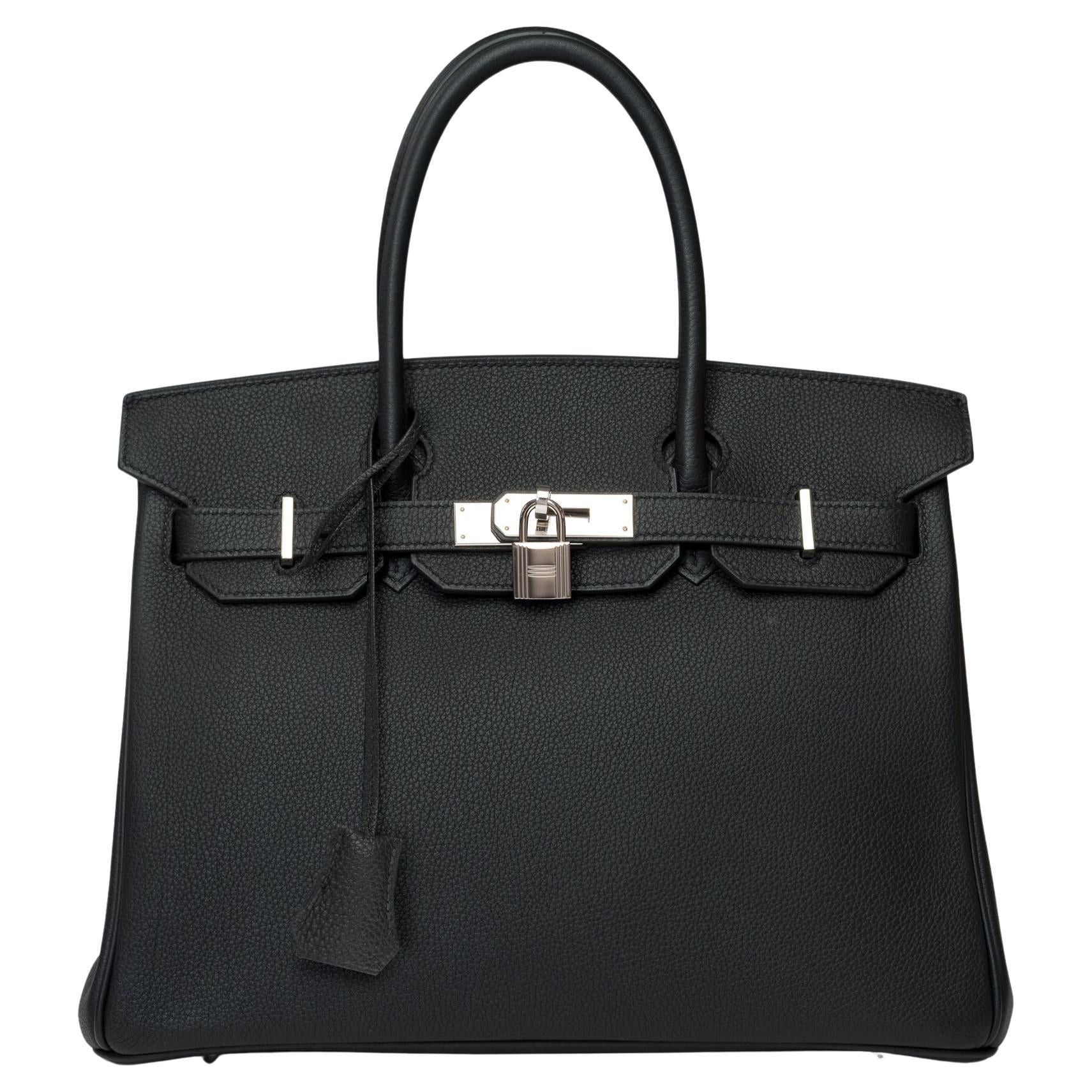 image of Hermes Splendid Birkin 30 Handbag In Black Togo Leather, Shw, Women's