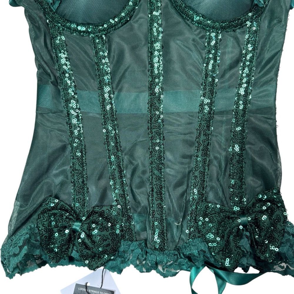 Other NWT New Top Drawer Steel Boned Green Sequin Underwire Busti Size XS / US 0-2 / IT 36-38 - 9 Thumbnail