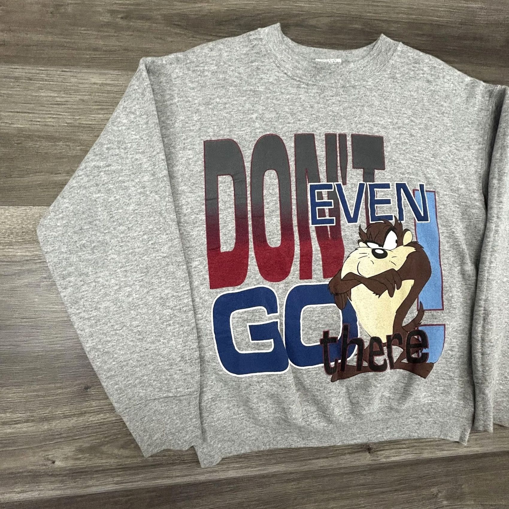 Vintage VINTAGE Looney Tunes Sweatshirt Mens M Gray Tasmanian Devil Don't Even Go There 90s Size US M / EU 48-50 / 2 - 3 Thumbnail
