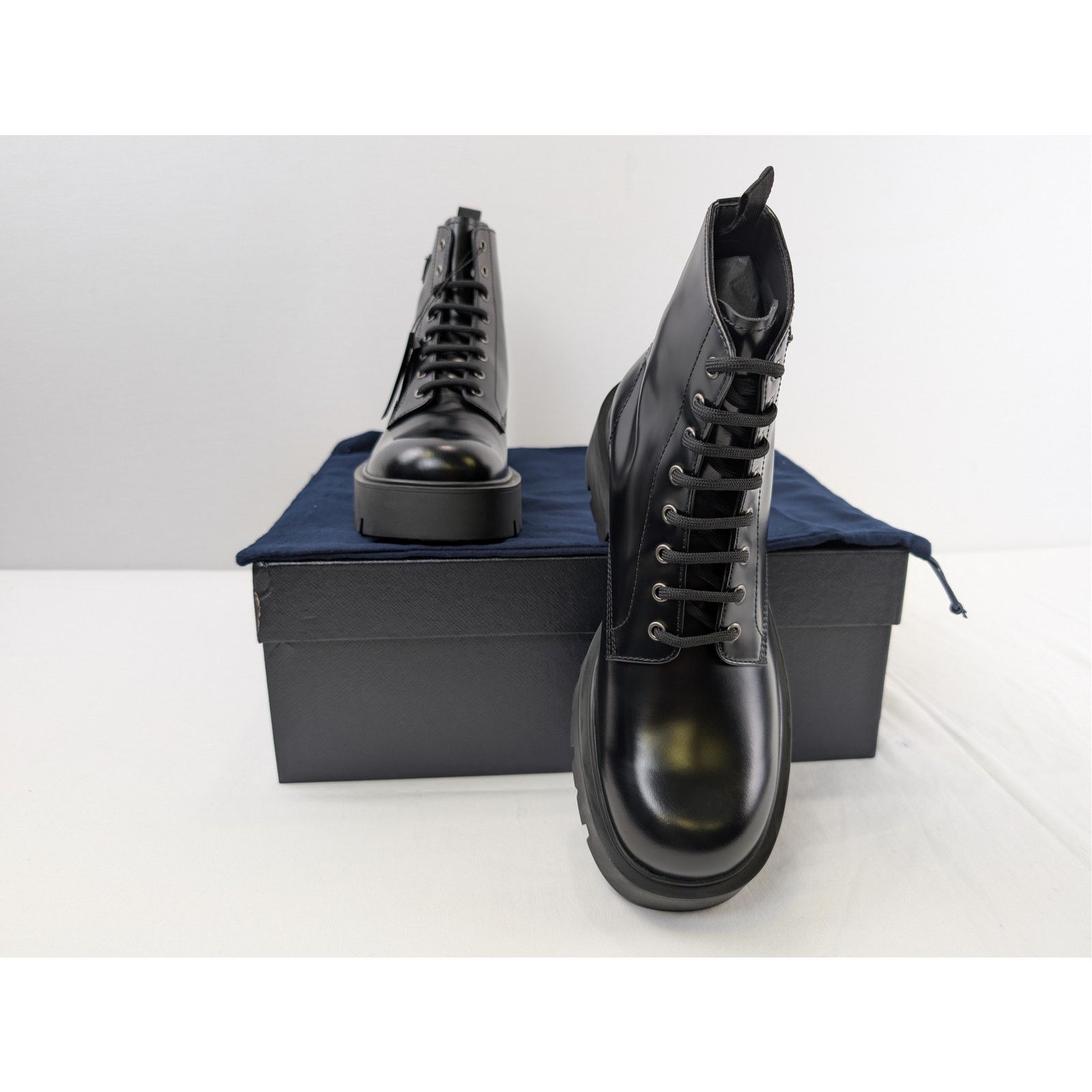 Prada o1rshd1 Monolith brushed leather and Re-Nylon boots in Black Size US 11.5 / EU 44-45 - 17 Thumbnail