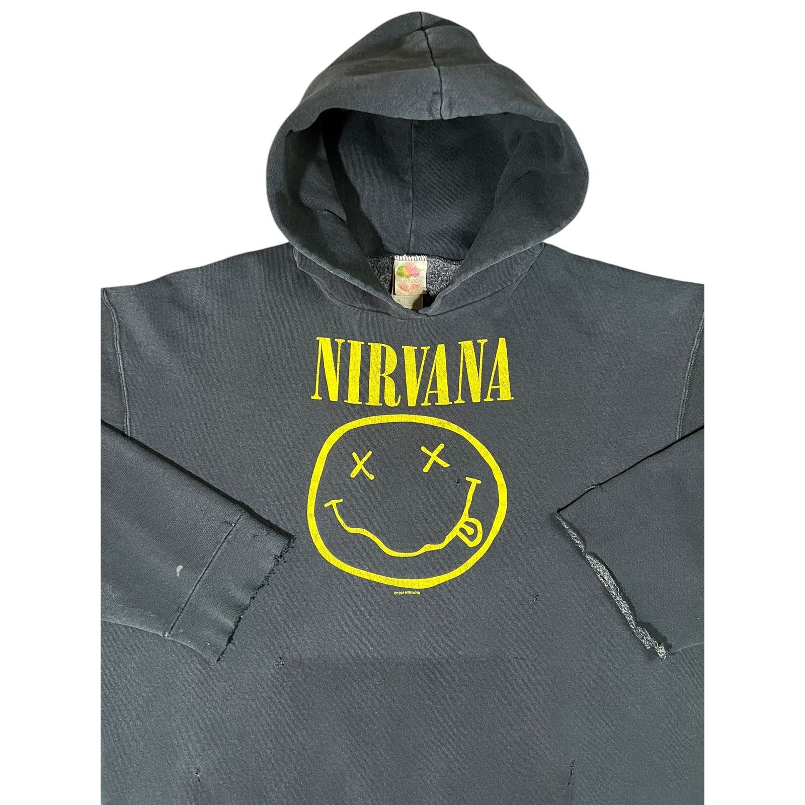 Band Tees × Fruit Of The Loom × Nirvana 1990s Nirvana Smiley Kurt Cobain distressed faded hoodie Size US XL / EU 56 / 4 - 2 Thumbnail