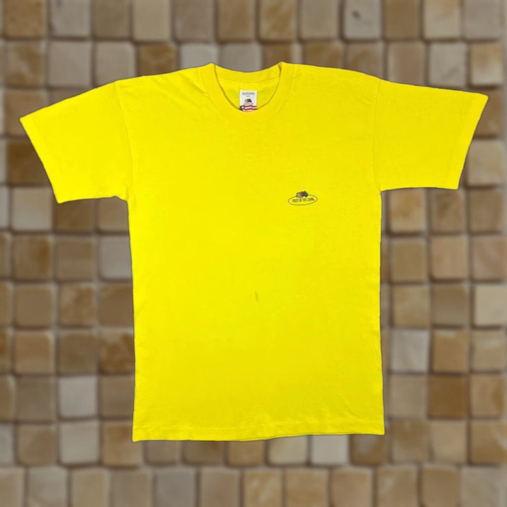 Fruit Of The Loom VINTAGE Fruit of the Loom Mini Logo Graphic Yellow Single Stitch T-Shirt M Mens Shirt 90s Concert Size US M / EU 48-50 / 2 - 1 Thumbnail