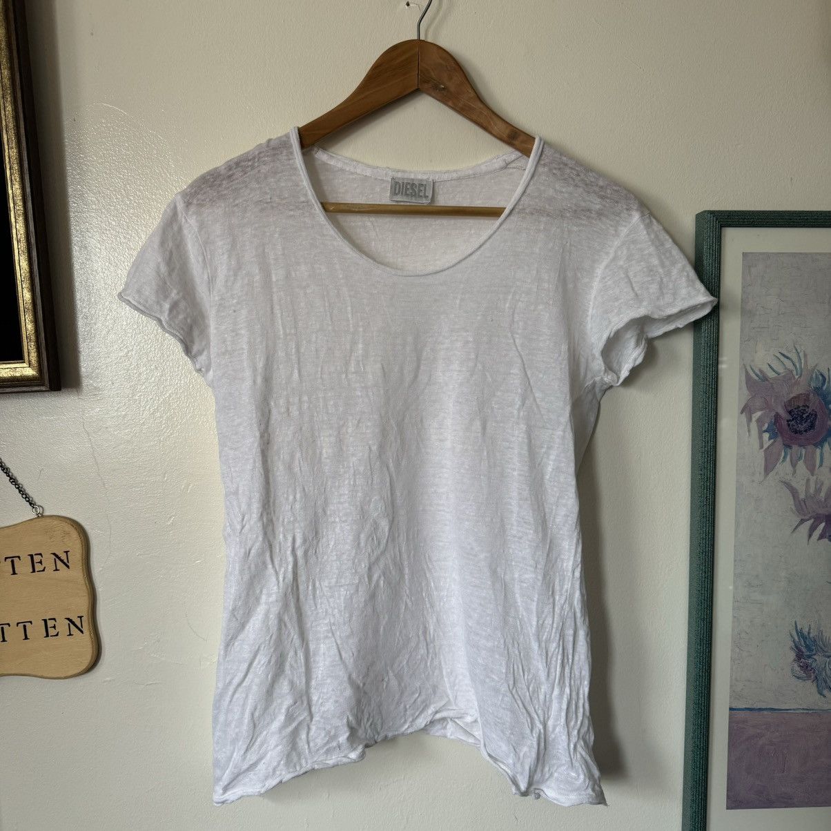 Diesel 2000s Diesel “Will It Rain Today” 100% Linen t-shirt Size M / US 6-8 / IT 42-44 - 1 Thumbnail