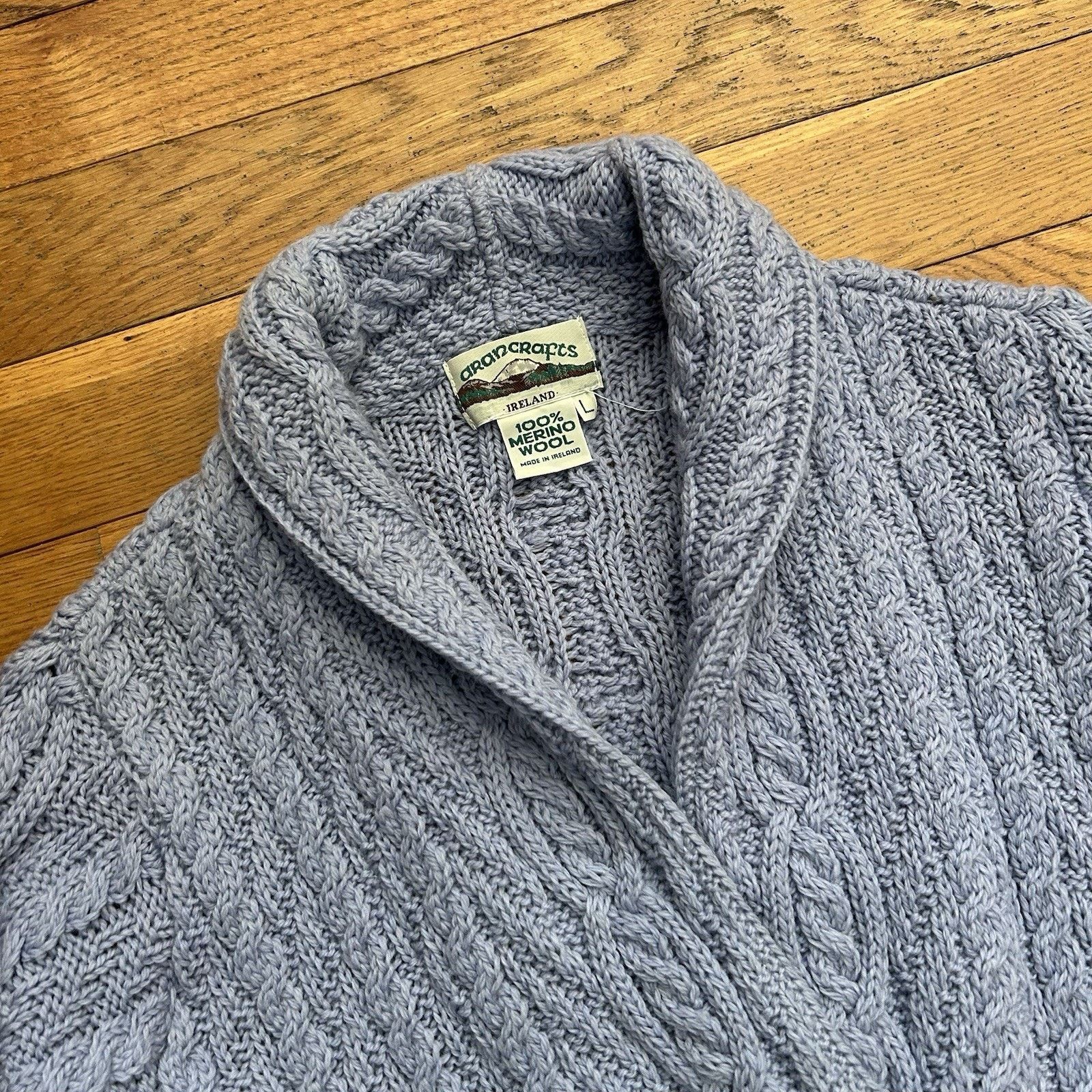 Aran Crafts Merino Wool Cable Knit Double Breasted Long Cardigan Sweater Size L / US 10 / IT 46 - 2 Thumbnail