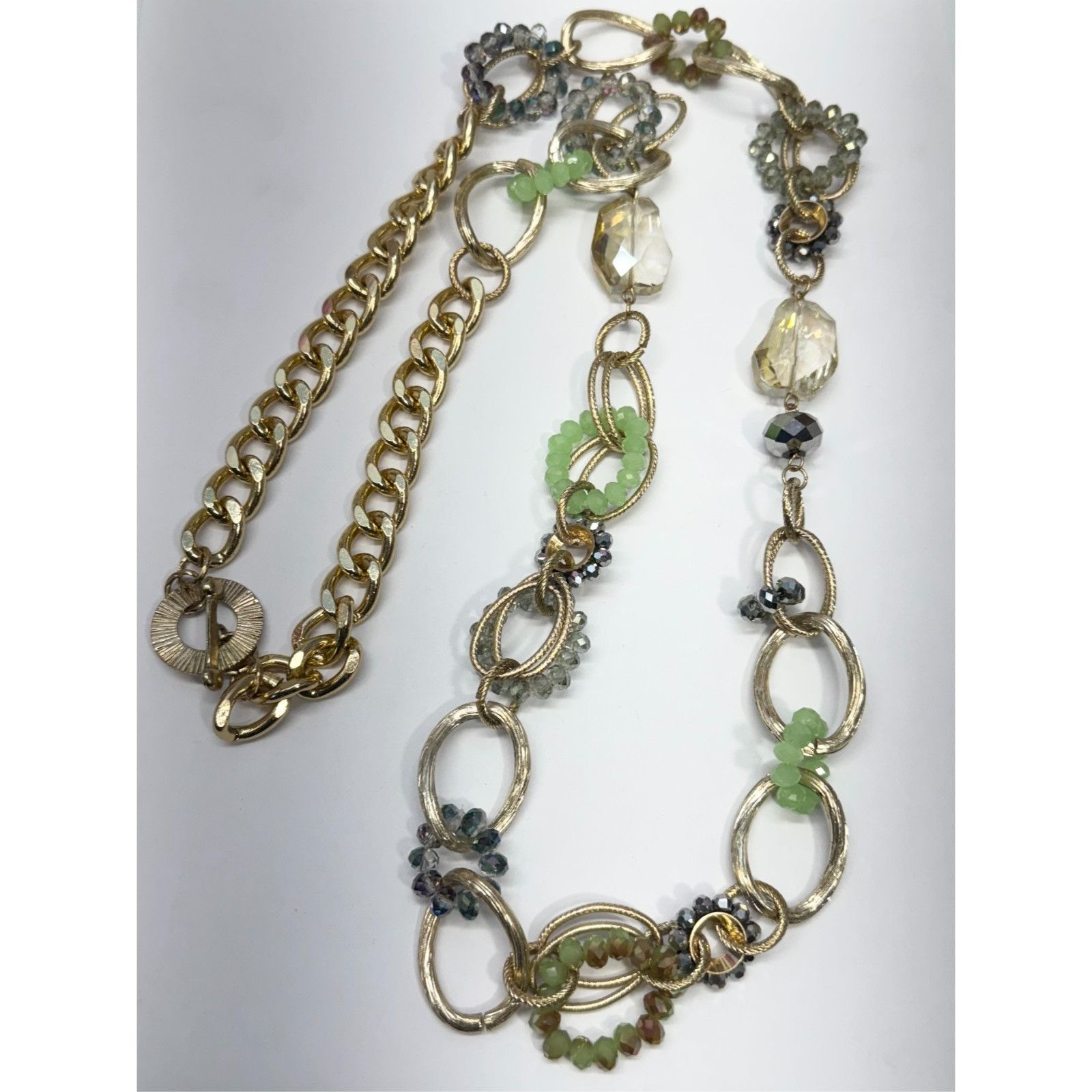 Vintage Vintage green crystal chain long necklace Size ONE SIZE - 3 Thumbnail