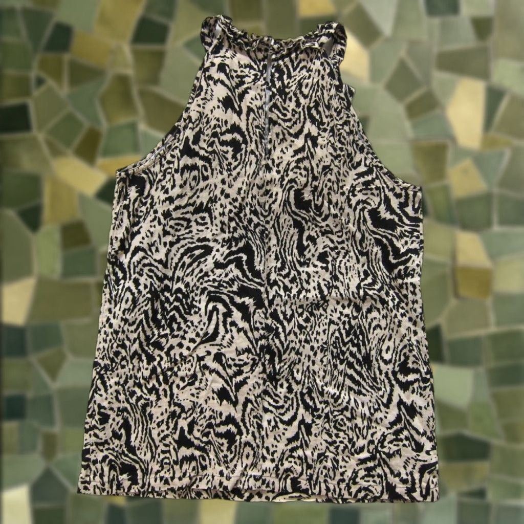 Vintage Marisa Christina Blouse Sleeveless High Neck Zebra Print Black XS-XL M Womens Blouse Size M / US 6-8 / IT 42-44 - 1 Thumbnail
