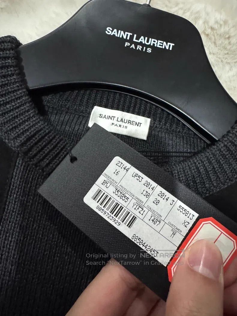 Saint Laurent Paris Saint Laurent Paris Original Sheepskin Patched Men's Sweat Size US M / EU 48-50 / 2 - 2 Thumbnail