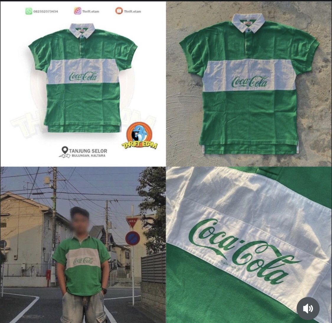 Vintage 80s Coca Cola men’s rugby-style jersey t-shirt store