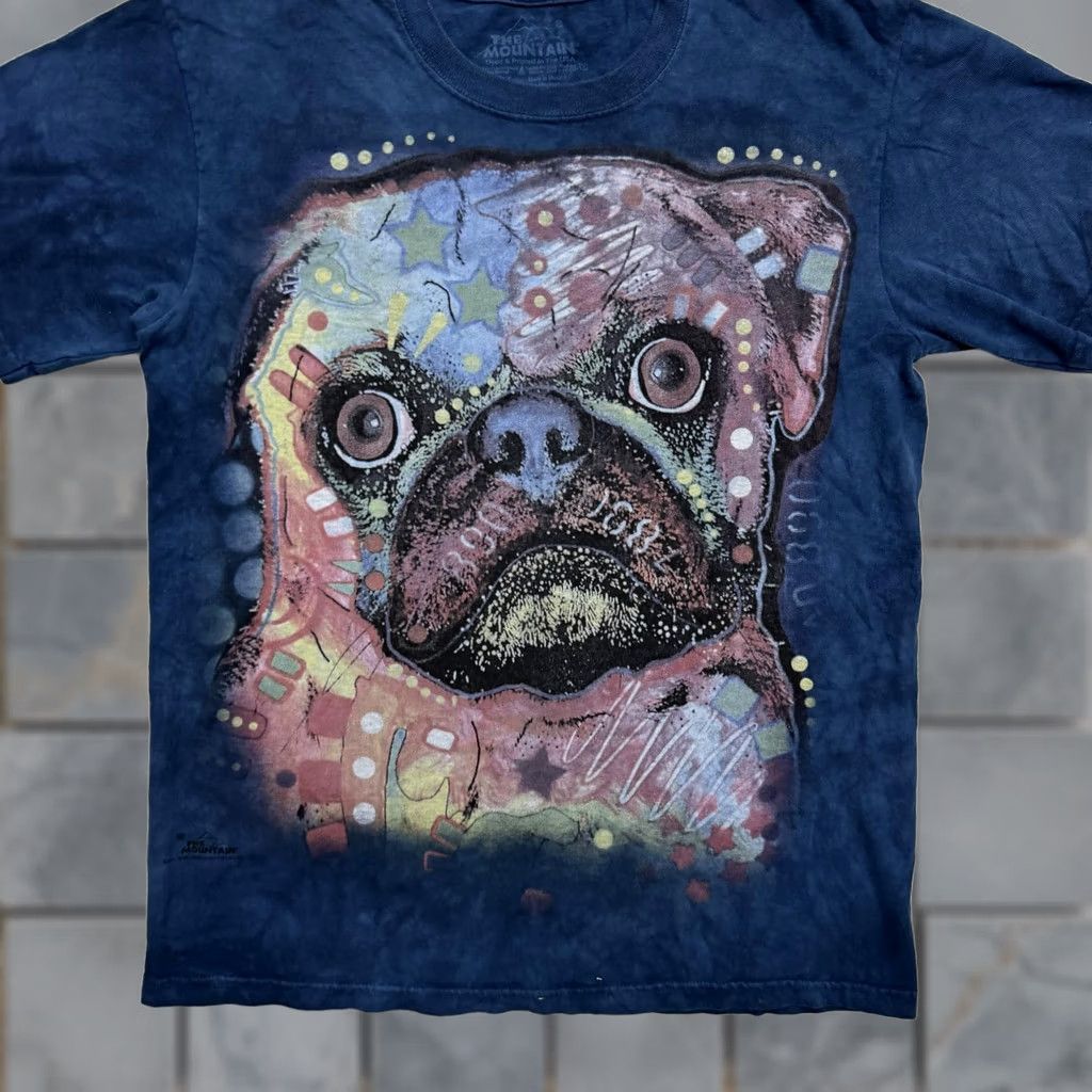 The Mountain The Mountain Pug Shirt Mens Medium Blue Tie Dye Graphic Print Tee Dog Animals Crew Neck Short Sleeve Size US M / EU 48-50 / 2 - 1 Thumbnail