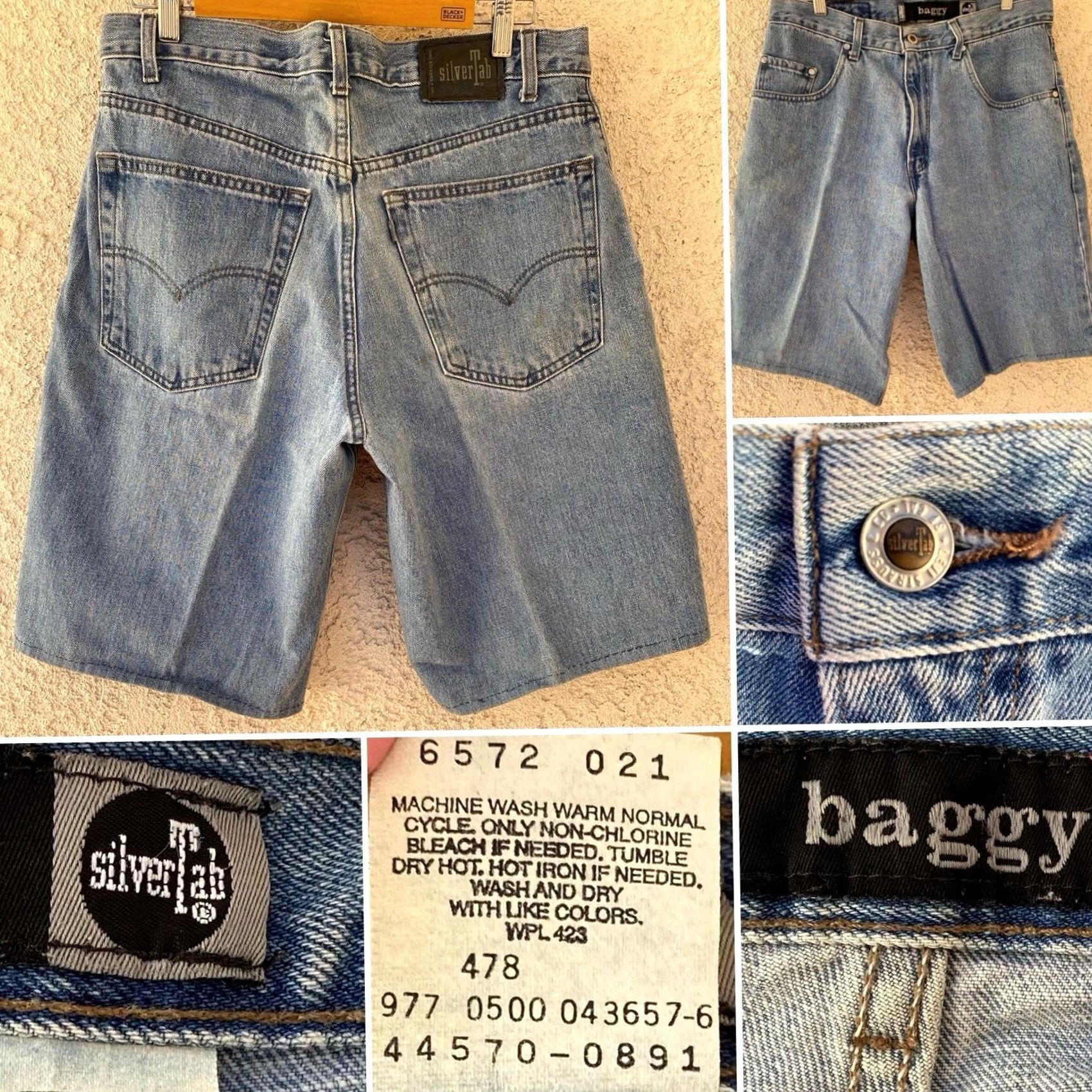 Levi's VINTAGE Levi's SilverTab Baggy Denim Shorts 33 Waist 34 Inseam 12 Hemmed Jorts Blue Mens Denim Shorts Modern/Travel Casual Classic Size US 33 - 3 Thumbnail