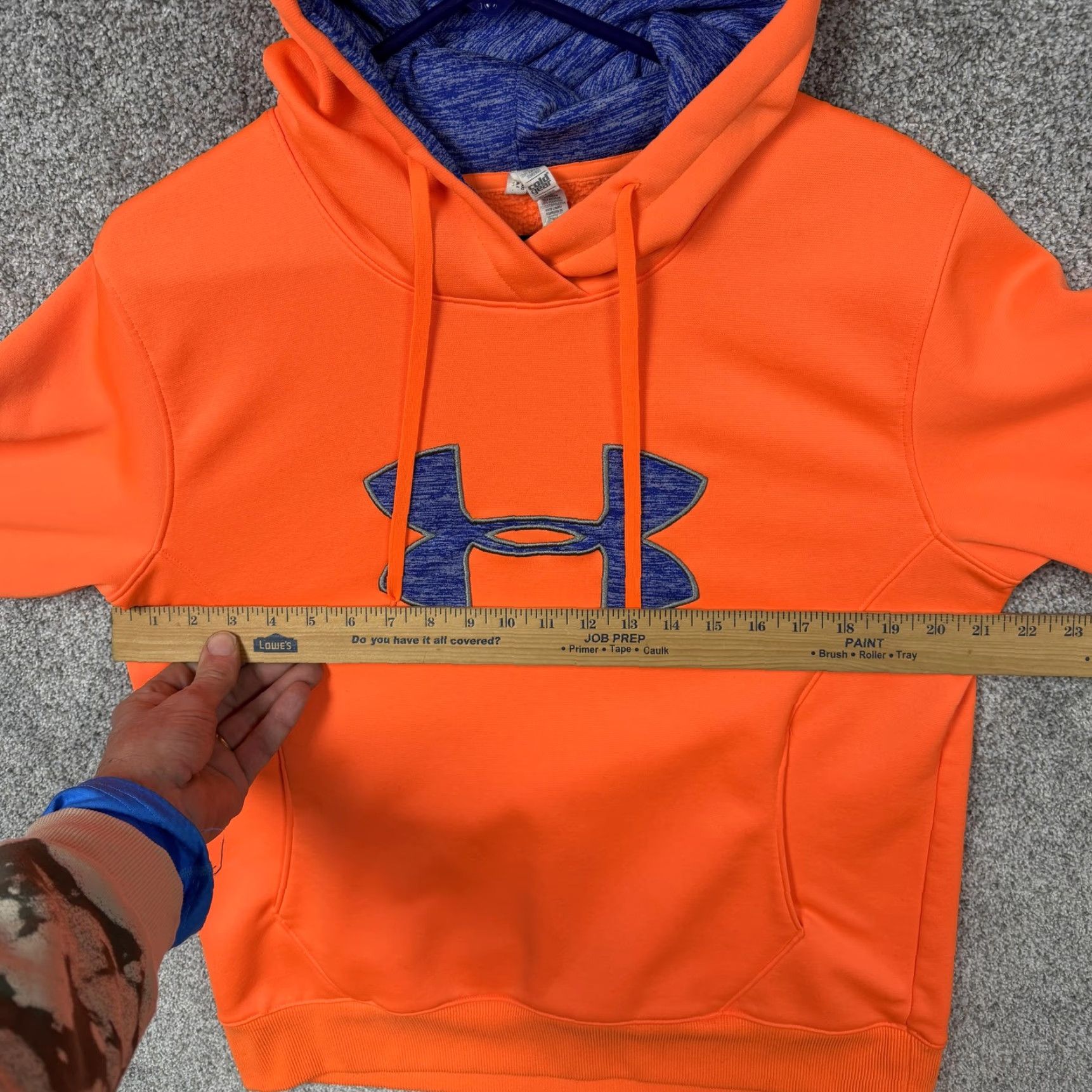 Under Armour Under Armour ColdGear Hoodie Mens Large Orange Blue Pullover Fleece Sweatshirt Size US L / EU 52-54 / 3 - 4 Thumbnail